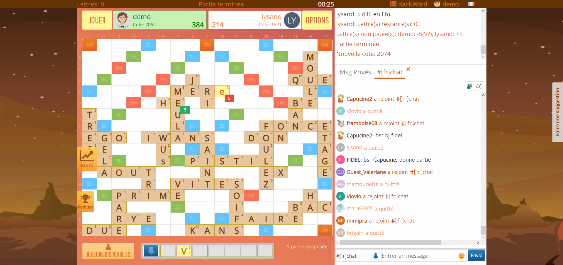 Free online multiplayer word game - Rackword